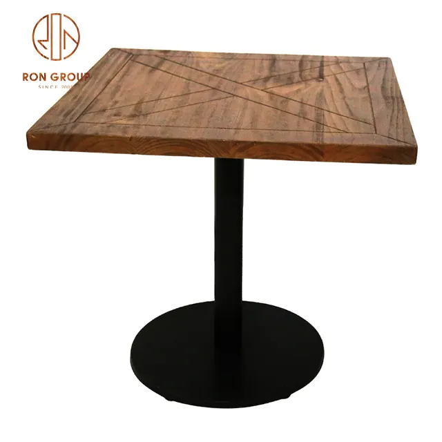 moderne industrielle designs möbel kaffeeholz esstischset 80 * 80 cm quadratisch massivholz restauranttischplatte