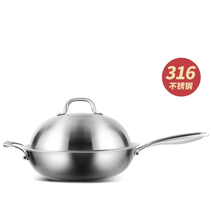 Wok In Acciaio Inox Non Rivestito, Diametro 30 Cm - Per Induzione, Gas E Elettrico, Fondo Spesso 4 Mm - Foto 3