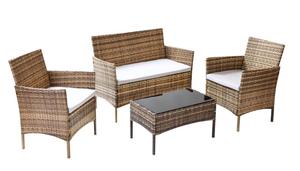 Ensemble <span class=keywords><strong>de</strong></span> <span class=keywords><strong>table</strong></span> <span class=keywords><strong>et</strong></span> <span class=keywords><strong>de</strong></span> chaises en rotin pour salle à manger en plein air contemporain, confortable, imperméable, mobilier <span class=keywords><strong>de</strong></span> <span class=keywords><strong>jardin</strong></span> pour 4 personnes pour appartement - Product Image 5