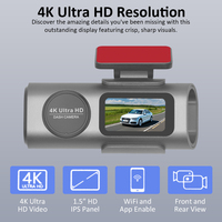 Caméra de tableau de bord de voiture 4K Ultra HD, mini caméra double objectif WiFi, enregistreur DVR de voiture, capteur G, enregistrement en boucle, caméra de tableau de bord de véhicule