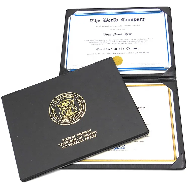 Профессиональные индивидуальные все размеры доступны кожаный сертификат Держатель папки