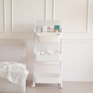 New Cocomaam 3 Tier Open Storage Trolley <b>Plastic</b> Multi Layer Mobile Organizer Rack with <b>Wheels</b> Home Kitchen Utility Cart - Product Image 4