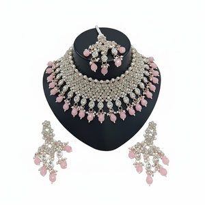 <b>Gold</b> Plated Brass Zircon Bridal Jewelry <b>Set</b> Choker Necklace Drop Earrings Tikka High Quality Party Wedding Gift Ethnic Jewelry - Product Image 2