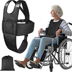 Ceinture de sécurité pour fauteuil roulant, gilet de retenue réglable en tissu Oxford pour personnes âgées et handicapées, noir - Product Image 1