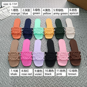 รองเท้าแตะแฟชั่นผู้หญิงสีลูกกวาดรองเท้าแตะผู้หญิงรองเท้าแตะส้นแบนสำหรับฤดูร้อน - Product Image 2