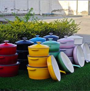 Service de personnalisation et support pour ensemble d'ustensiles de cuisine en <span class=keywords><strong>fonte</strong></span> <span class=keywords><strong>émaillée</strong></span>, comprenant des marmites à soupe/fondue et des poêles, en <span class=keywords><strong>fonte</strong></span> gris cochon - Product Image 6