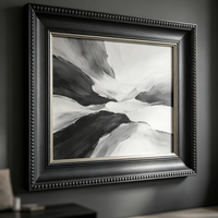 Moulure de cadre en bois massif vintage à bord festonné perlé, double incrustation métallique foncée pour tableaux à l'huile classiques