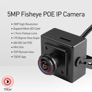 REVODATA 5MP Mini PoE IP Camera SD TF Card Indoor 1.7mm Fisheye Security Camera Network CCTV Surveillance I706-3-P-TS-SD