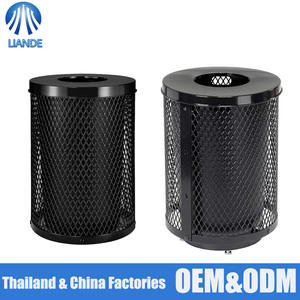 ถังขยะเหล็กแบบขยายได้สำหรับภายนอกอาคาร ฝาปิดแบบเรียบ ความจุ 36 แกลลอน สำหรับโรงเรียนและสวนสาธารณะ ทนน้ำเคลือบด้วยผง - Product Image 2