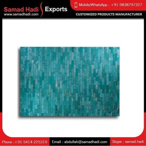 พรมหนังวัวประกายลายแบบปักกันลื่นลายกระเบื้องสีฟ้าสำหรับใช้ในครัวเรือนโรงแรม - Product Image 6