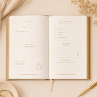 Coffret cadeau bien-être LABON pour maman, journal personnalisé en lin beige, couverture rigide, journal de gratitude pour la maternité, kit de soins personnels de luxe pour les nouvelles mamans