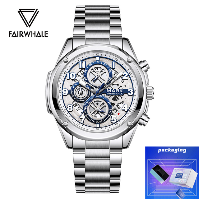 Mark Fairwhale 5049 Fashion Watches for Men Classic Multifunctional Chronograph Quartz Wristwatch Calendar Men's Watches