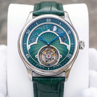 Montre automatique mécanique OEM ODM avec tourbillon, indicateur jour/nuit 24 heures, cadran guilloché de luxe, acier inoxydable, montre-bracelet homme