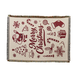 Merry <b>Christmas</b> <b>Throw</b> Blanket Rectangular Polyester Acrylic Jacquard Anti-Pilling Home Decor Winter Use - Product Image 5