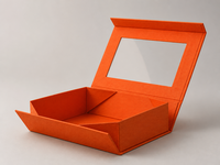 Boîtes cadeaux et paniers pliables de luxe, écologiques, modernes et élégantes, couleur orange, avec fermeture magnétique et fenêtre transparente