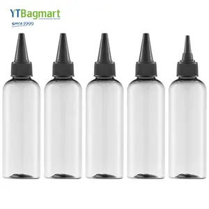 30ml 50ml 4oz 8oz 16oz 100ml 250ml 300ml 500ml 750ml 1000ml PET Clear Bullet Shape Hair Oil Squeeze Bottle with Twist Top Cap