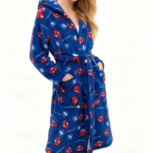 Pigiama <span class=keywords><strong>da</strong></span> Donna con Motivi Cartoon, Vestaglia Supereroe Spider a Maniche Lunghe, Lunghezza al Ginocchio, Accappatoio Spesso con Cappuccio in Flanella - Product Image 6
