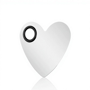 Wholesale Stainless Steel Heart-Shaped Stainless Steel <strong>Makeup</strong> Palette - Cosmetic Mixing Tray with Ring &amp; Spatula - Product Image 1