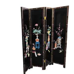 <span class=keywords><strong>Paravent</strong></span> traditionnel chinois en laque noire avec incrustation de nacre |   <span class=keywords><strong>Paravent</strong></span> oriental de luxe - Product Image 2