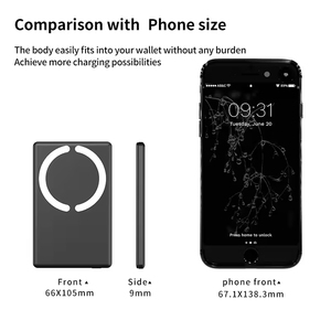 Power Bank Wireless in Lega di Alluminio <span class=keywords><strong>Mini</strong></span> Ultra-Sottile da 5000mAh con Ricarica Rapida 15W, Caricabatterie Portatile Tascabile - Product Image 2
