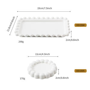 Plateau à bijoux en céramique élégant, rectangulaire, blanc, pour rangement, plat décoratif pour collier, montre, présentation, emballage cadeau, personnalisable - Product Image 4