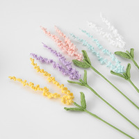 Hadiah Romantis Hari Valentine Buatan Tangan untuk Pasangan, Ranting Bunga Lavender Berwarna-warni Rajutan Benang Wol Dua Kepala Gaya Provence