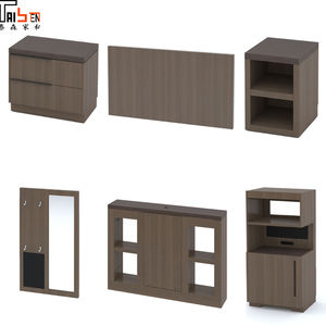 Hyatt House Single Bed with Cabinet <strong>Mirror</strong> Basin Wooden Hotel Furniture for Apartment Use-Headboard <strong>Nightstand</strong> Bed Base - Product Image 1