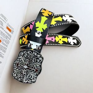 Mới lấp lánh Studded vành đai đinh tán cho phụ nữ cao bồi miền Tây Cowgirl thắt lưng với chéo cho quần jean Punk Goth PU người đàn ông da vành đai - Product Image 5