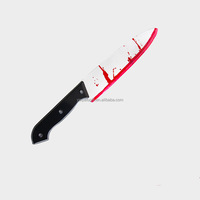 Couteau à sang artificiel réaliste en plastique pour Halloween, 30-31 cm, pour fête d'horreur, jeu de rôle et accessoire de costume d'Halloween