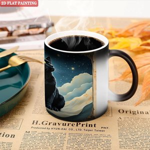Frosted Black <b>Ceramic</b> <b>Mug</b> 11oz Heat Changing Magic Cup Daily Use Round Rim Smooth - Product Image 5