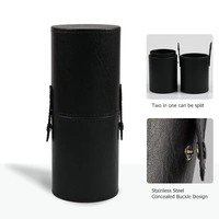 Étui de voyage pour pinceaux de maquillage, organisateur en cuir PU, support cosmétique, étui cylindrique pour pinceaux de maquillage, sac de rangement anti-poussière, seau portable