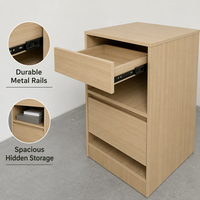 Armoire de chevet en bois à tiroir coulissant, finition chêne clair, avec grand compartiment inférieur ouvert, unité de rangement