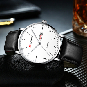 Classic Mens Everyday Watch Silver Case Luminous Indexes Dual Calendar Leather Band Timepiece - Product Image 1