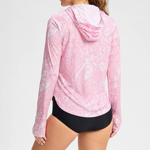 Saldi all'ingrosso <span class=keywords><strong>donna</strong></span> felpa con cappuccio protezione solare UPF 50 + Rash Guard a <span class=keywords><strong>manica</strong></span> <span class=keywords><strong>lunga</strong></span> camicie UV ad asciugatura rapida leggere per la pesca escursionistica - Product Image 3