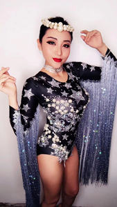 Disfraz de manga larga con borlas para mujer, disfraz de invitados DjDs con estrella de diamante, Perla y borlas, todo en uno - Product Image 5