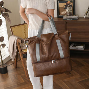 Bolsa de Viaje de Gran Capacidad Estilo Retro con Asa Extraíble, Bolso Tote Unisex de Color Sólido para Viajes de Ocio - Product Image 4