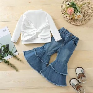 Ensemble chemise en coton pour enfants, nouveau style, avec imprimé floral, haut jaune et short en jean bleu, tenue d'été, vêtements pour enfants, garçons et filles - Product Image 6