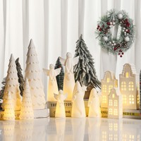Lampe LED creuse en porcelaine blanche mate, figurine de Noël, pour décoration de table intérieure et aménagement d'ambiance festive