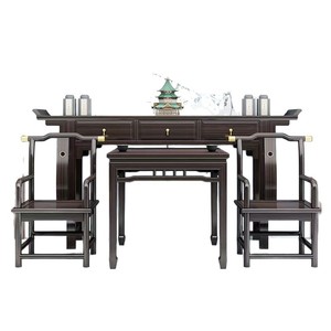 Mesa de Altar de Madera Maciza Estilo Chino, Juego de Seis Piezas, Mesa de Ofrendas para Buda, Mueble de Entrada - Product Image 5