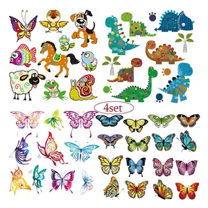 Patchs nano papillon animaux, étiquettes à transfert thermique, pour bébés, animaux, oiseaux, fleurs, dessin animé, pour enfants