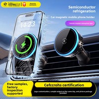 Support de téléphone magnétique pour voiture avec refroidissement par aspiration, charge sans fil et fixation sur grille d'aération