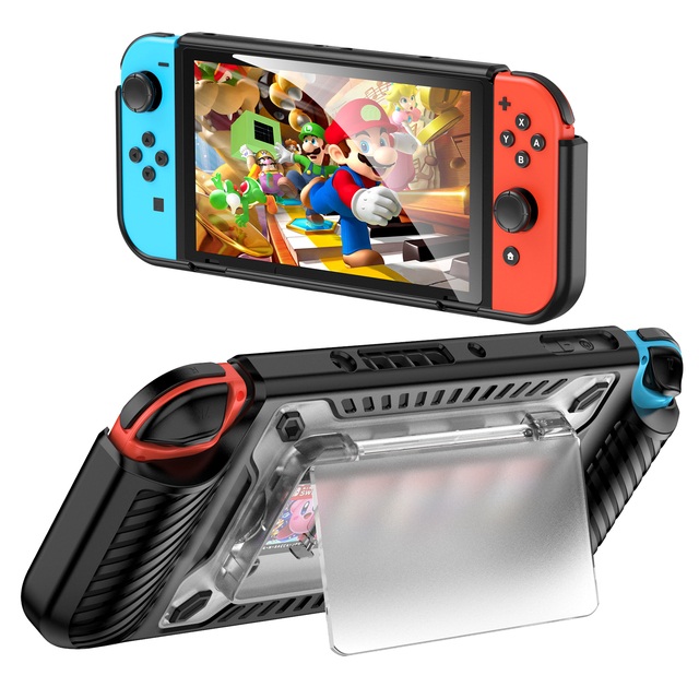 New Shockproof TPU Case With Kickstand for Nintendo Switch OLED Silicone Back Cover Case for NS OLED Gaming Protective Shell