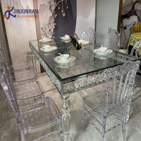 Elegante moderne Luxus Harz Acryl Bankett Event Tisch Kristallglas platte Rechteck Hochzeits tisch