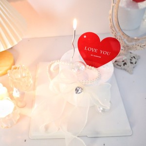 ของตกแต่งเค้กวันวาเลนไทน์รูปหัวใจอะคริลิคประดับมุกและริบบิ้นโบว์ สำหรับการเฉลิมฉลองสุดโรแมนติก - Product Image 2