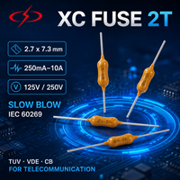 Fusible PICO XC FUSE 2T 2.7x7.3mm 250mA-10A 125-250V CA Ritardato IEC 60269 TUV/VDE/CB pour équipements de télécommunications