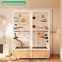 Cage à oiseaux extra-large mobile en bois massif et en fer, luxueuse, moderne, simple, durable, avec fermeture à bouton-pression pour perroquets