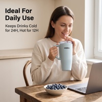 Mug isotherme personnalisé sans BPA, vente en gros, double paroi, acier inoxydable 304, thermos à café 30 oz, gobelet isotherme sous vide avec poignée