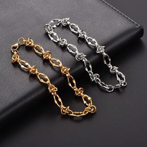 Hip Hop Men's <b>Bracelet</b> Stainless Steel Knotted Hand Chain <b>Gold</b> Plated Unique Chunky Link Bangle Punk Jewelry for <b>Boys</b> - Product Image 4