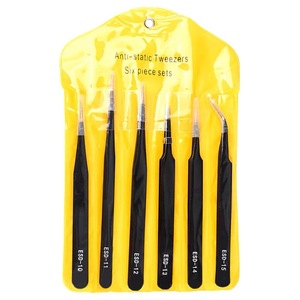 Mengyue Hardware Stainless Steel Tweezers Set 10 Pc Industrial Grade Electronics Manufacturing Tools ESD Safe Pointed Curved - Product Image 5