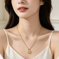 Collier Cœur Creux Simple avec Breloque Ronde et Petite Perle Bleue – Accessoire de Mode Chic et Tendance pour Femme – Vente en Gros TGXL14709